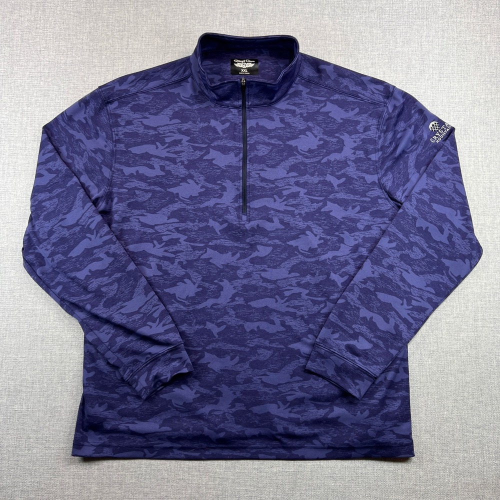 Straight Down Golf Blue Camo 1/4 Quarter Zip Pullover Men XXL Crystal Mountain‎